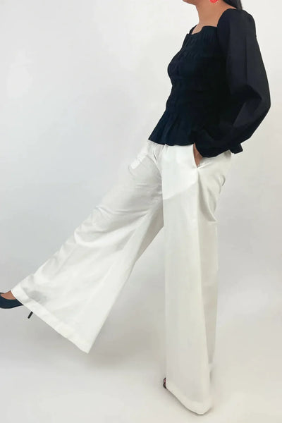 Linen Pleated Trouser – White